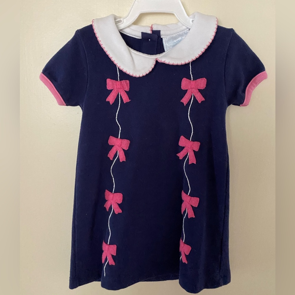 Navy and Pink Bow Dress